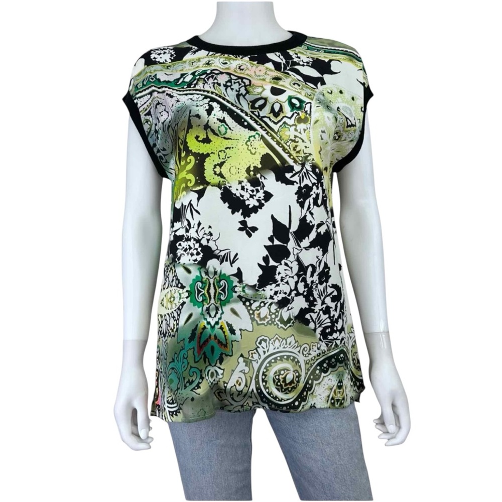 ETRO Green Paisley Print Popover Top Size 42